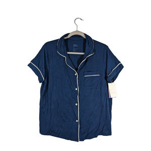 Pajama Top Notch Collar Button Front Coat Stars Above Blue M PJ - New with tags